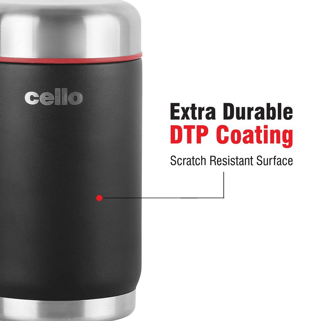 Vacuum Insulated Stainless Steel Flask For Travel Or Soup Storage With Scratch Resistant Finish And Leakproof Screw Lid – 600ml Black