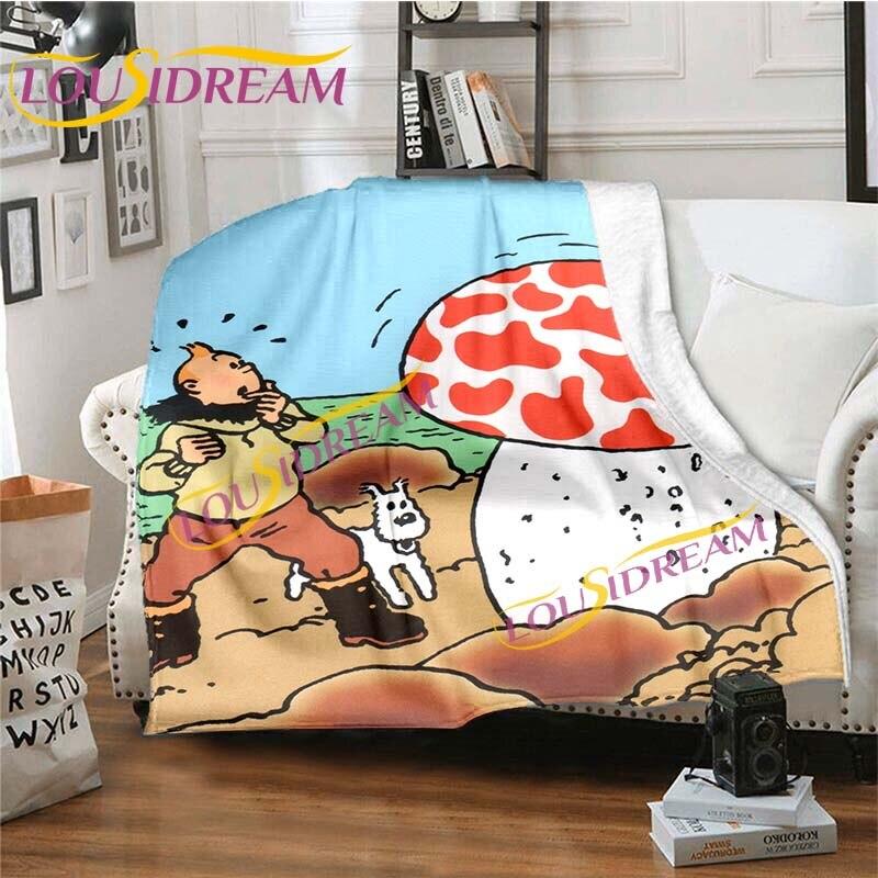

The Adventures of Tintin Blanket Flannel Blankets 3D Cartoon Print Blankets Adults Children Bedspread Throw Blankets Sofa Decor 75x90cm