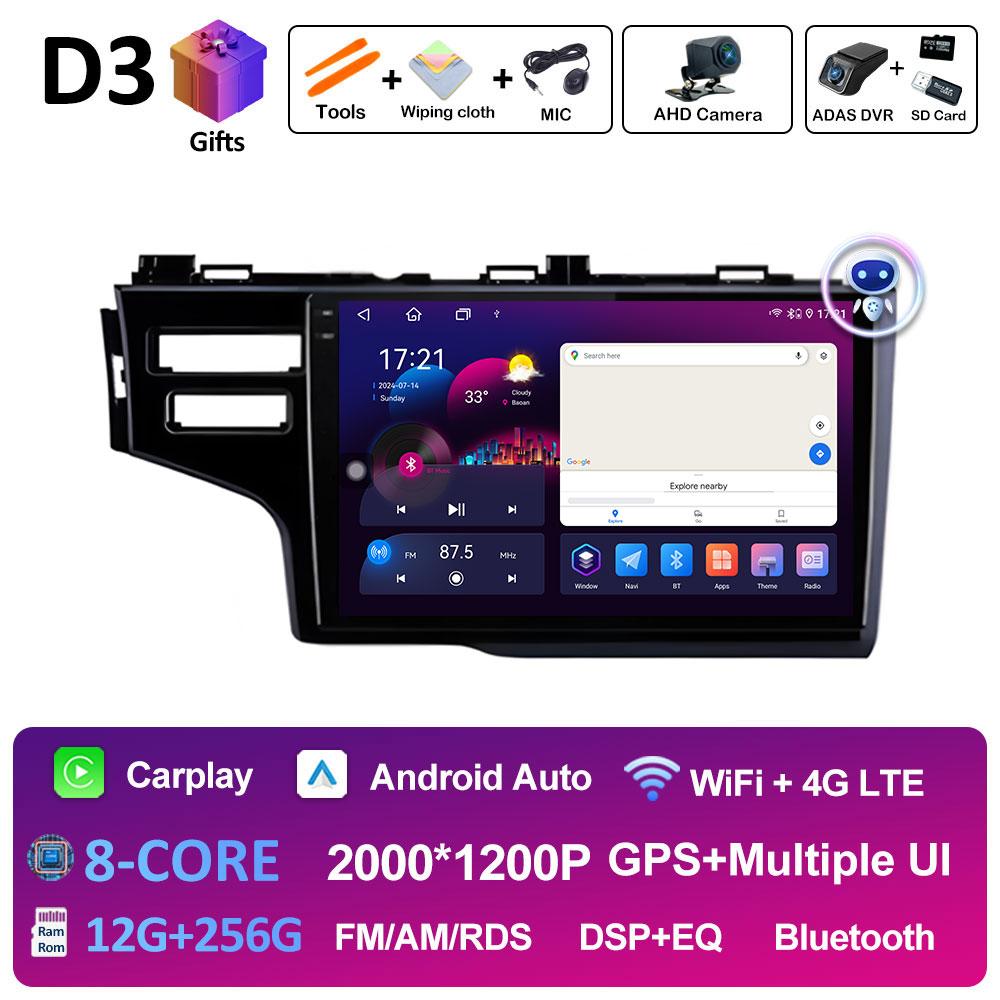 Car Video Multimedia Audio Player Left Hand Drive For Honda Fit Jazz 2014 2015 2016 2017 GPS Navigation Wireless Carplay No 2din