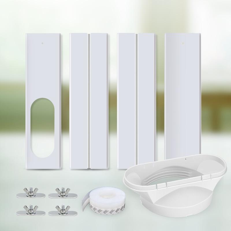 4-teiliges verstellbares Fensterdichtungsplatten-Set für tragbare Klimaanlagen, 43-140cm Länge mit 130mm Flachdüse & 43×10cm Ablenkblech
