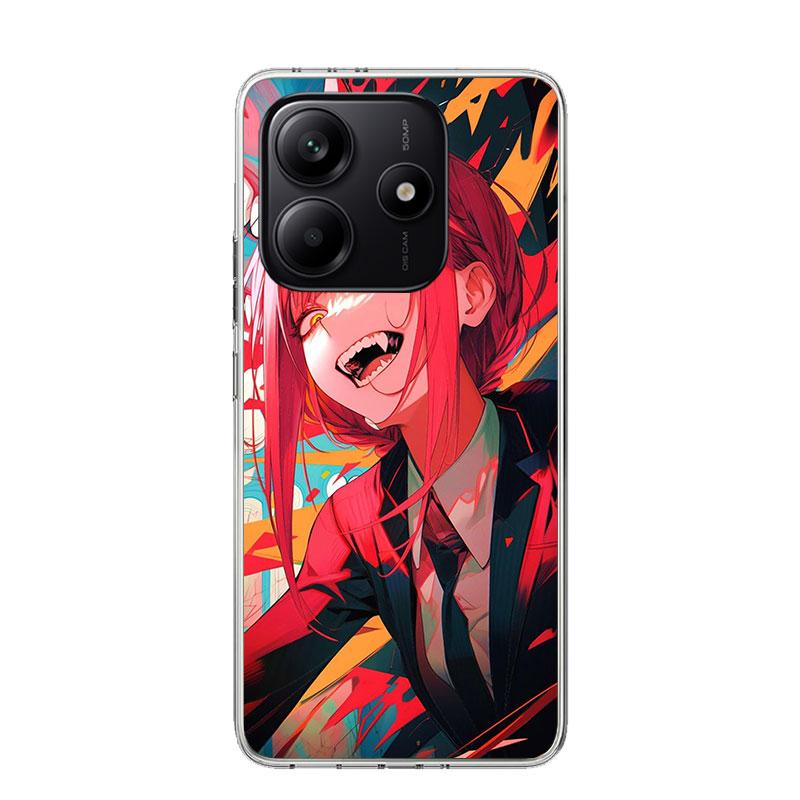 

C-Chainsaw Mans Makima Phone Case For Xiaomi Redmi Note 15 14 13 12S 12 Pro Plus 11S 11E 11 11T 10S 10 Art Soft Pattern Cover Re Redmi Note 13 Pro 4G