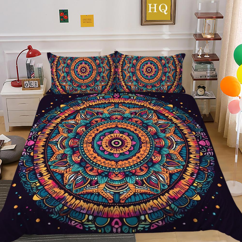 Set cuvertură pilote cu imprimeu Datura Bărbat Femeie Husă de pat Costum Queen Size Poliester Moale Textile pentru Casă