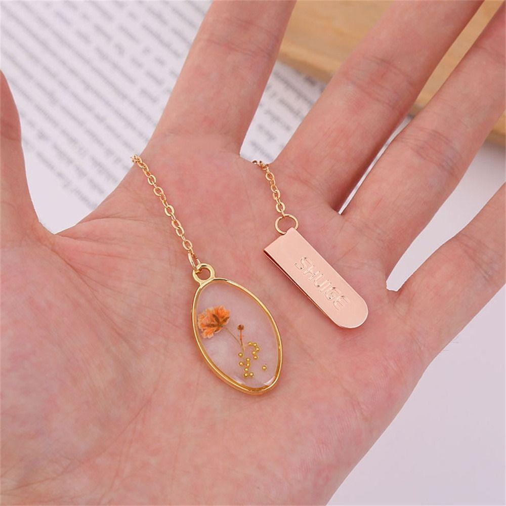Zinc Zinc Alloy Pendant Bookmark Pendant Literary Crystal Book Clip Flower Bookmark Book Lovers