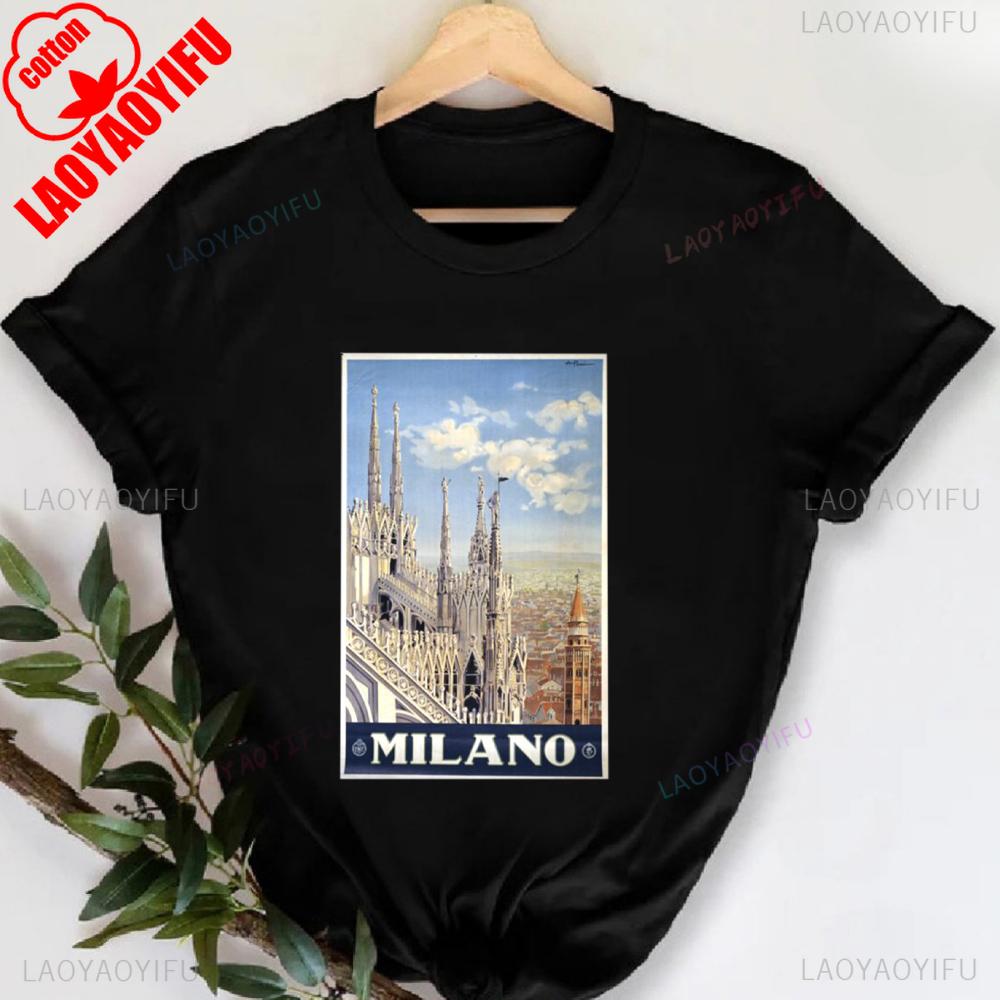 MILANO ITALIEN Buchstabenaufdruck Rundhals-T-Shirt Lässiges Kurzarm-T-Shirt für Frühling & Sommer Damenbekleidung Valentinstag