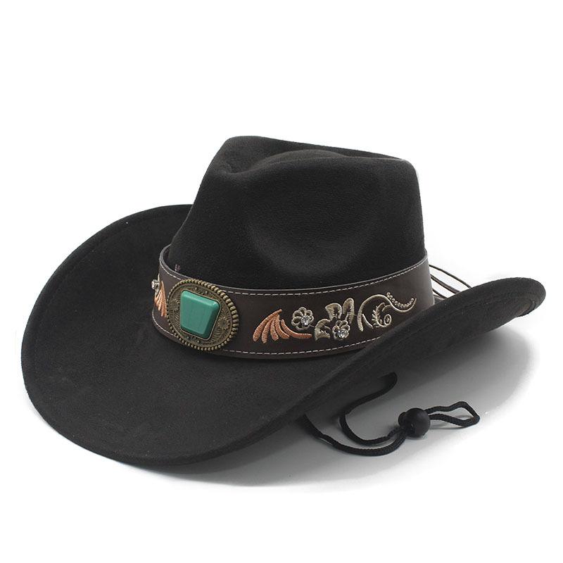 JYL TS DIY Button Cowboy Hat Unisex Western Elegant Birthday Party Felt Hat