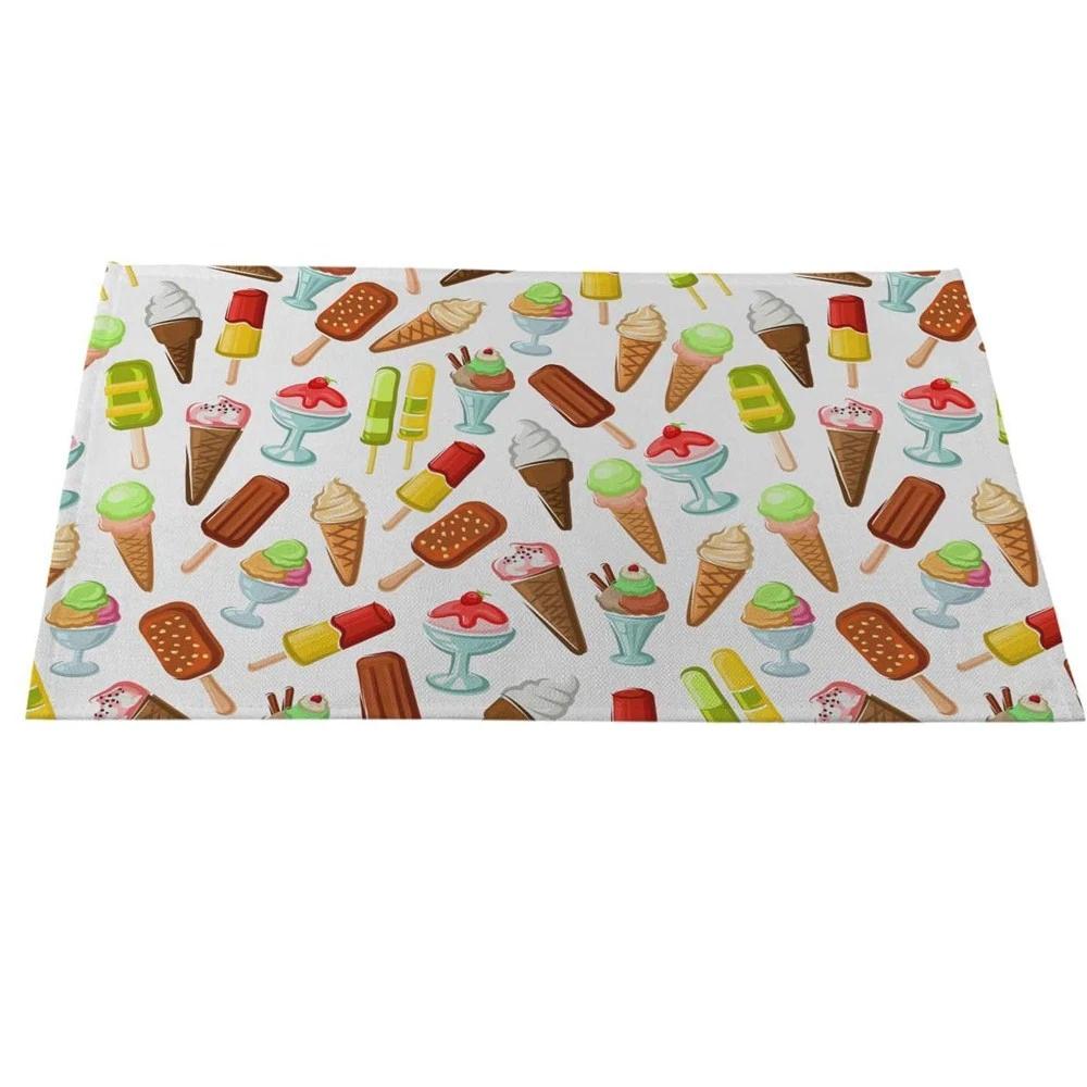 Lemon Fruit Placemats Summer Ice Cream Place Mats Waterproof Non-Slip Heat-Resistant Linen Outdoor Flamingo Dinner Table Mats