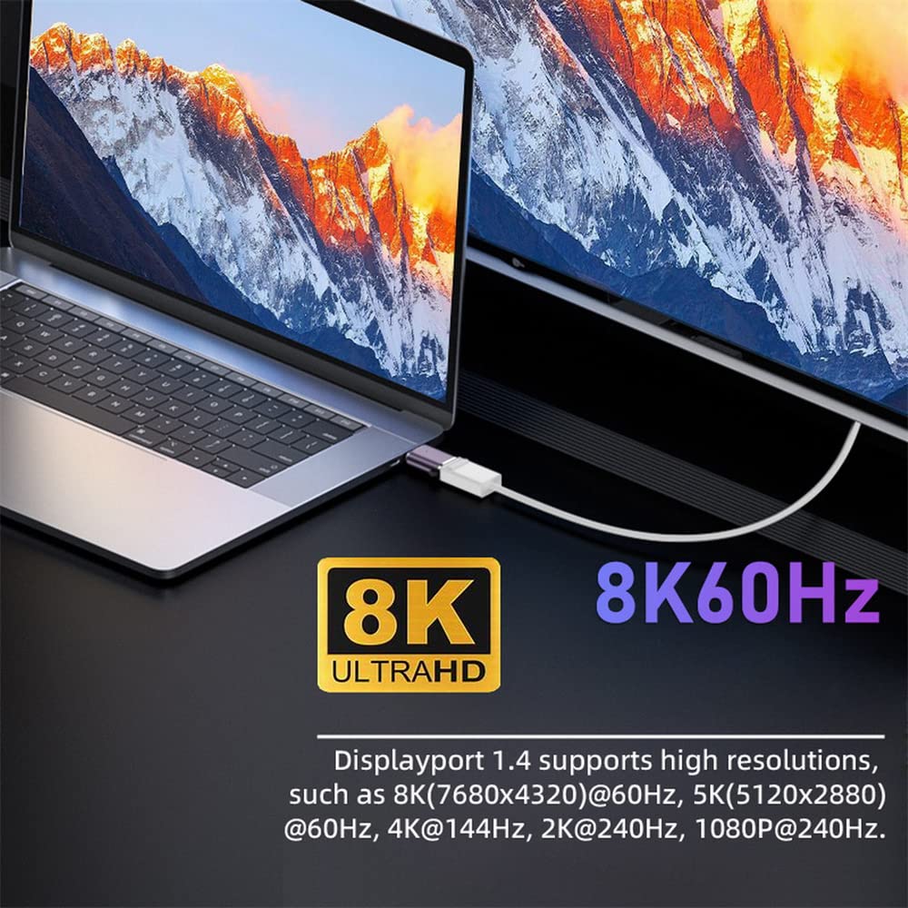 Xiwai 8K Mini DisplayPort Male To Mini DP Female 60hz Adapter for UHD 4K 144hz Ultra HD Laptop PC Monitor Video 1.4 76804320