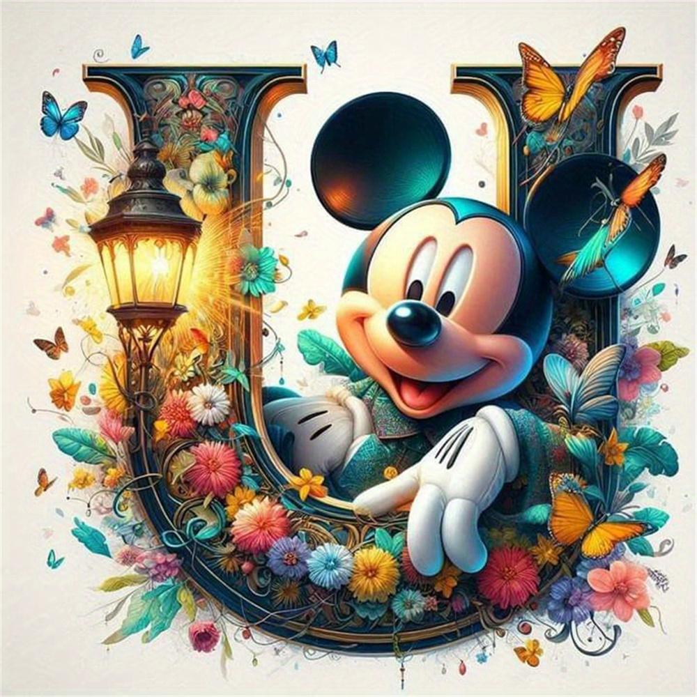 Disney Myszka Miki Malowanie Diamentami Litera Kreskówka Mozaika Diamentowa Kamienie Strass Obrazy Minnie Haft Kwiat Dekoracja Ścienna