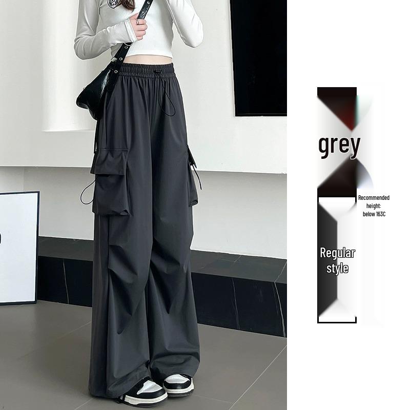 

2025 Summer Women s Straight-Leg Cargo Pants: Casual, Fashionable, Loose-Fit Trousers for Street Dance and Sports S (80-95 jin)