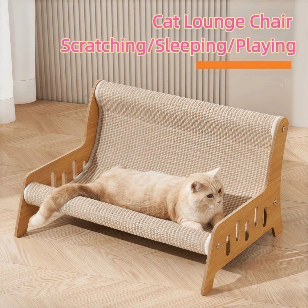 Fun 3 in1 Cat Play Chair Integrated Jute Blanket Cat Bed Wooden Wear Resistant Cat Sofa For Cat Playing/Sleeping