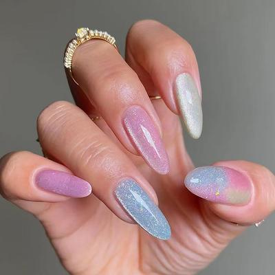 Fake Nails Cat's Eye Wear Nail Rainbow Smudge Removable Piece Simple Nail Piece Nail Patch 24