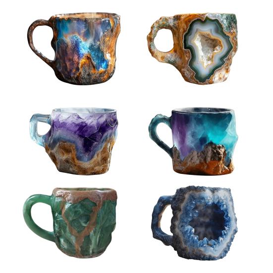 Mineralny kryształowy kubek do kawy 11 uncji szklany kubek do wody mineralnej Unikalny design, zatrzymujący ciepło, do domu i biura