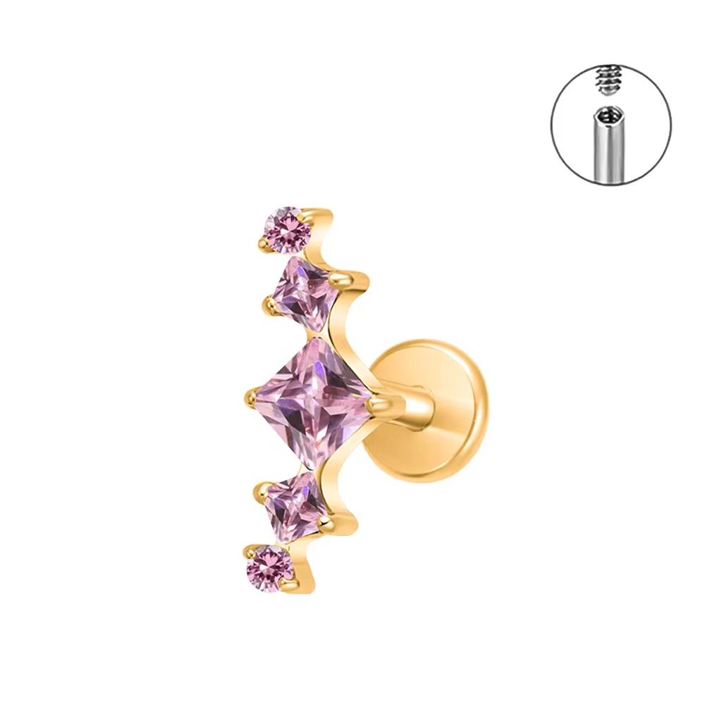 PUTITUP Official F136 High-Quality Titanium Alloy Zirconia Stud Earring Set Fashion Ear Cartilage Lip Stud Body Piercing Jewelry