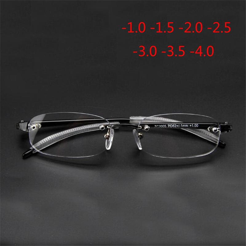 Frameless Myopic Eyeglasses Men Women Rimless Ultralight Frame Short-sighted Eyewear 100-400 Degrees