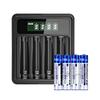 Dual LCD Display Charger with 4 Sets of 1.2V NiMH Rechargeable Batteries