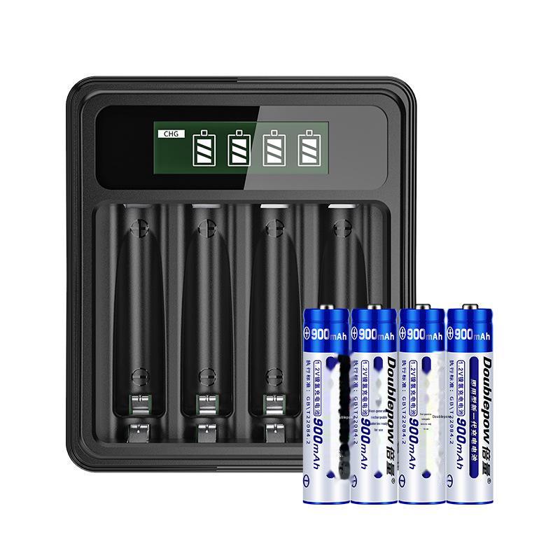 Dual LCD Display Charger with 4 Sets of 1.2V NiMH Rechargeable Batteries