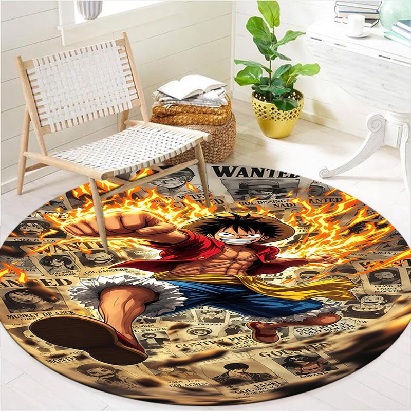 One Piece Monkey D Luffy Round Area Rug Carpet Rug For Living Room Bedroom Sofa Playroom Decor Nonslip Floor Mat