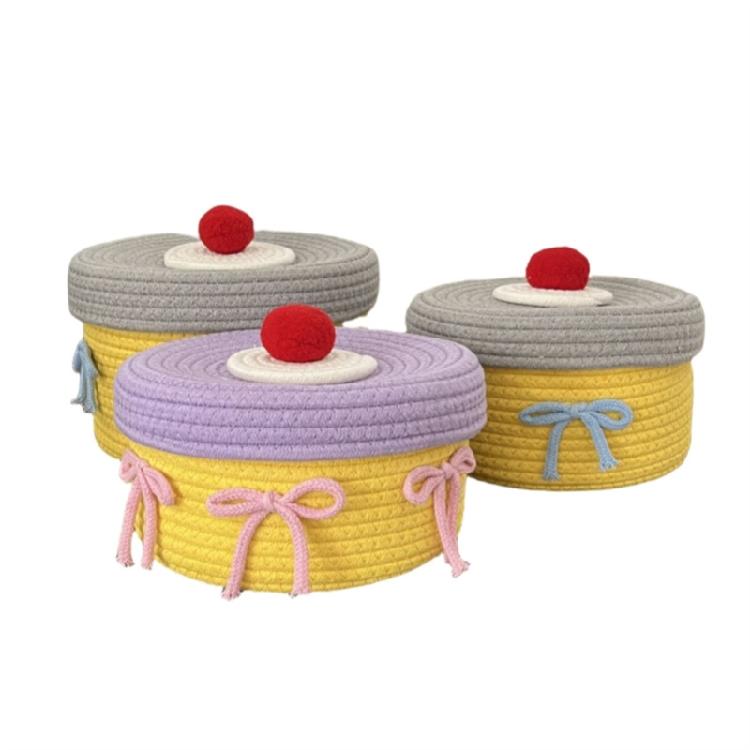 Handwoven Cotton Rope Makeup Holder Decorative Desktop Storage Basket Multipurpose Bedroom Organizer for Cosmetics