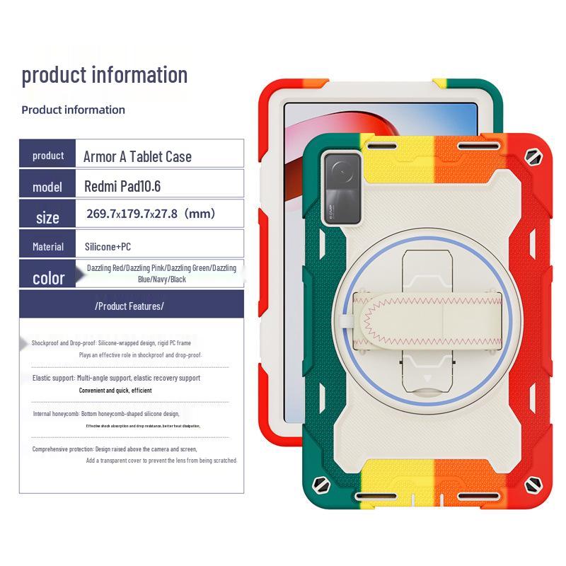 Buntes Silikon-Armband Handheld-Ständer-Hülle für Xiaomi Redmi Pad 10.6 und Pad 5