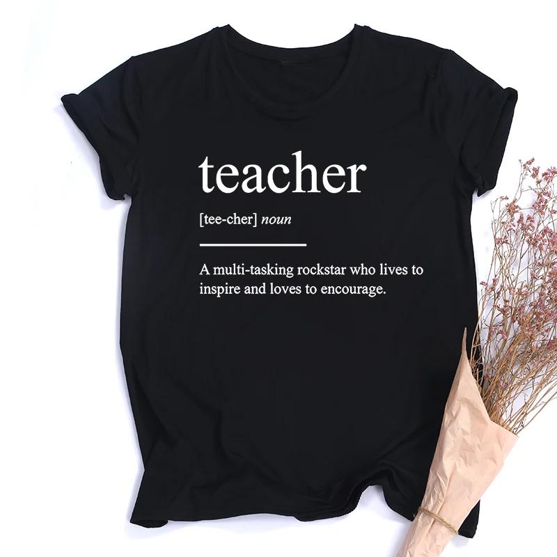 Unisexs Harajuku Aesthetic Oneck Casual Tee Funny Teacher Definition School Teacher Gift Top