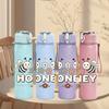 1PC Honey Bee Group Cartoon 750ml Color Plastic Sports Water Bottle Leakproof Flip Straw Lid Suitable for Sports Office Home Use