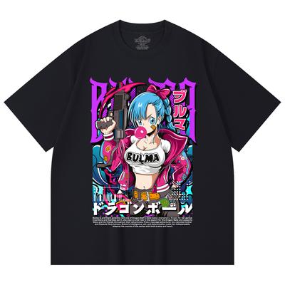 230 Gsm 100% Cotton Dragon Ball V66 Bulma Print Unisex Heavy Cotton T Shirt