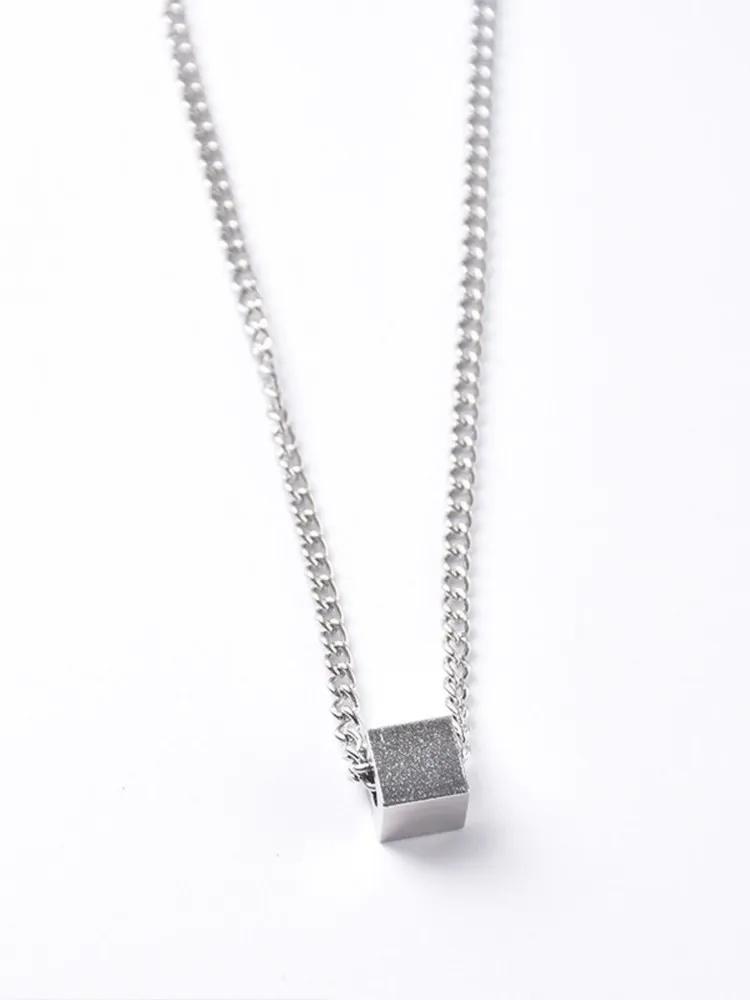 Stainless Steel Cube Pendant Necklace with Box Chain Durable Minimalist Geometric Jewelry for Everyday Wear Unisex Design One Size серебряный