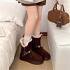 Northeast thick-soled fluffy snow boots women's winter short boots with fleece and cold-proof two wear large cotton shoes