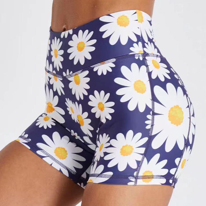 Women's High-Waist Yoga Shorts with European & American Cartoon Print