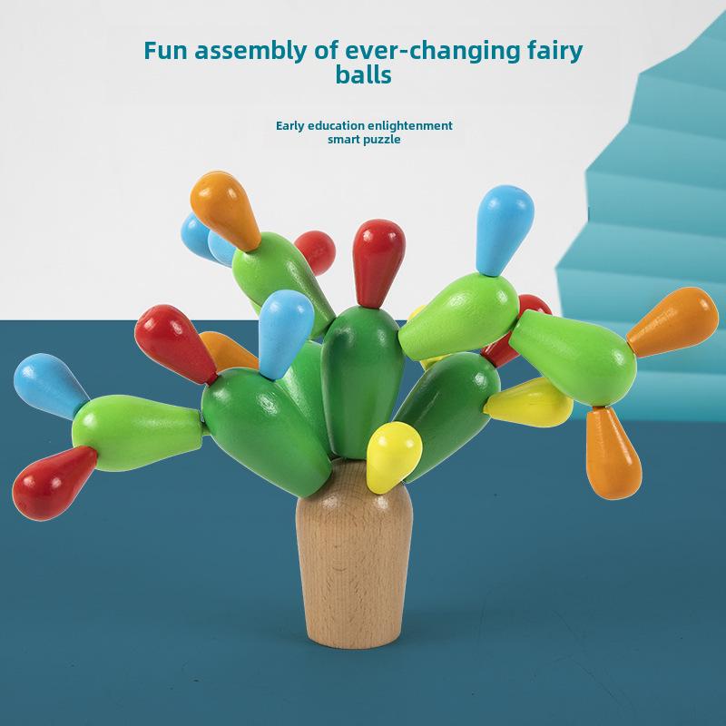 Children's Wooden Cactus Building Blocks - Enhance Baby's Hands-On Skills with Educational Toys
