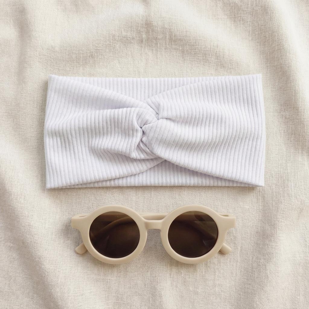 2Pcs Baby Headband Sunglasses Set Ribbed Twisted Headwrap Round Toddler Sunglasses Infants Girls Hair Accessories Cap