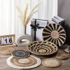 7 Stück Bohemian Stil Wandkorb Dekoration Hängend Handgefertigt Gewebter Seegraskorb Wanddekoration Runder Böhmischer Korb Wand