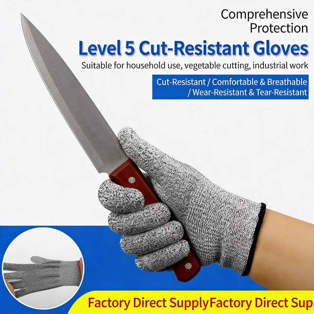 Competitive Price HPPE Cut Resistant Gloves ANSI/ISEA Cut Level 3 Anti-Cut Protection Abrasion-Resistant Uncoated Grey Glass