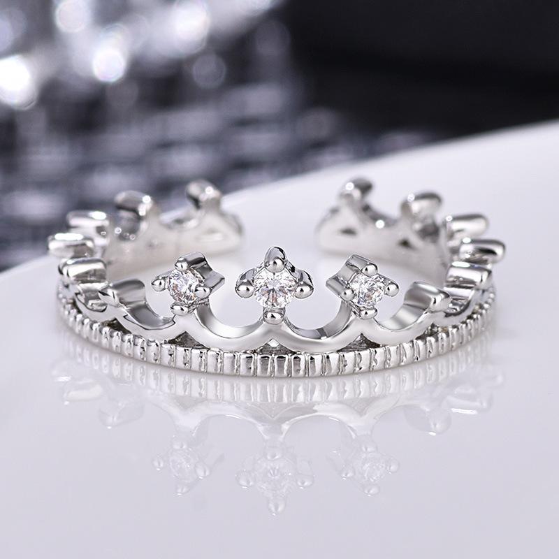 Korean Flower Crown Silver Ring - Original Goddess Design for Ladies