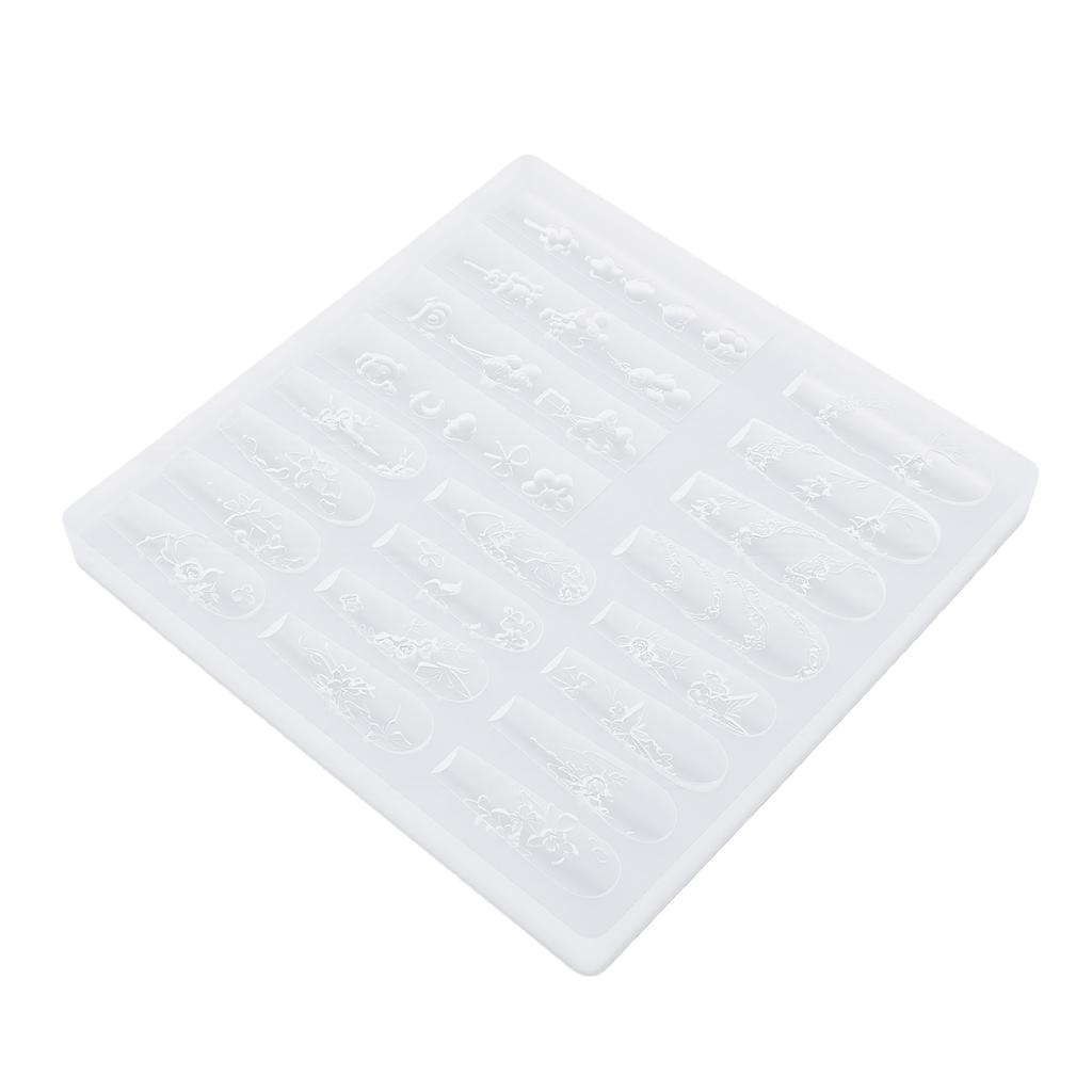 20 in 1 Silicone 3D Flowers Nail Mold Gel Nail Art Mold Carving Template Manicure Decoration Tools for DIY Flowers Nail
