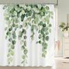 Fresh Green Leaves and Plants Pattern Shower Curtain Printed Leaves Bathroom Bath Curtain Home Decoration Curtain With Hooks