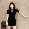 Skinny Short-sleeved Hip-wrapped Dress Spice Girl Spring and Summer High-waisted Small Man Looking Thin New A-word Short Skirt