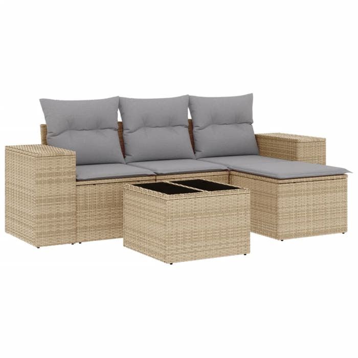 VidaXL Garden Lounge Set with Cushions 5 Pcs, Patio Sofas, Patio Furniture Set, Outdoor Furniture, Beige 3222478