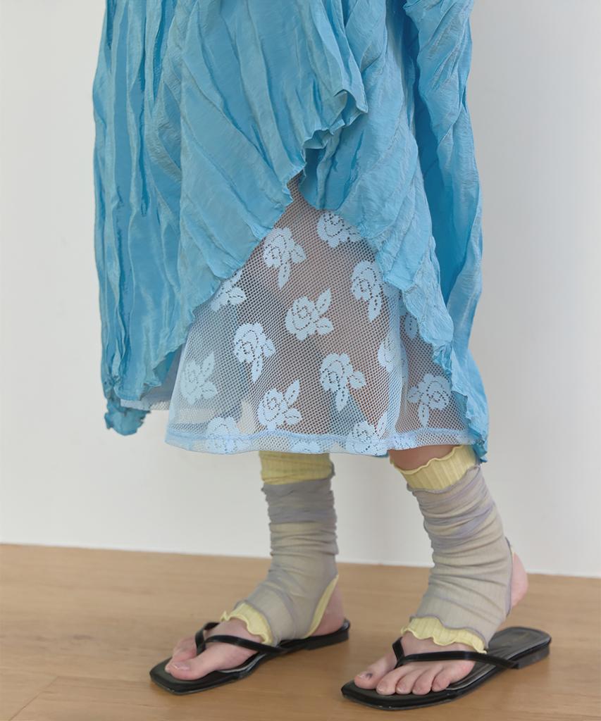 Lonkeu Rose Lace Layered Skirt (Sky Blue)