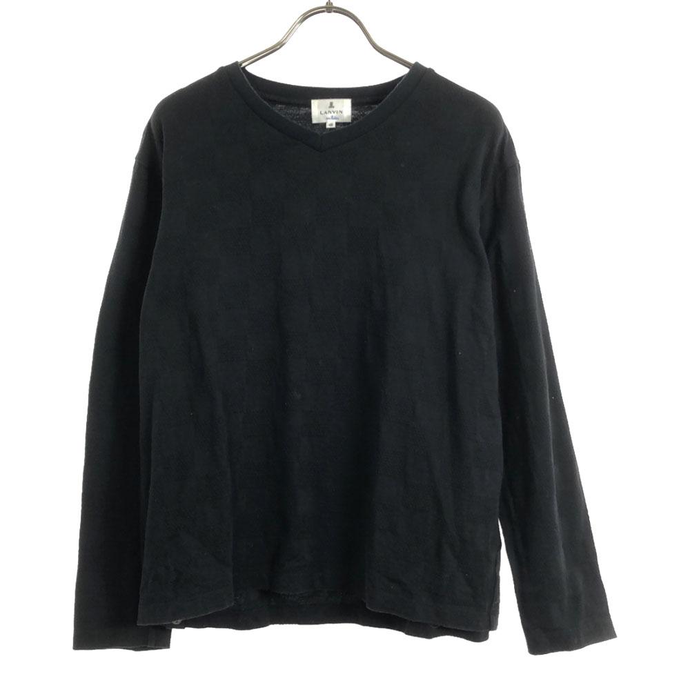 LANVIN en Bleu Made In Japan Pattern Long Sleeve Cut 48 Black Men's Used
