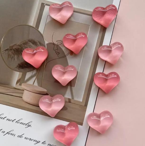 10pcs Adorable 3D Heart Fridge Magnets Resin Refrigerator Stickers Aesthetic Kitchen Decor Magnetic Whiteboard Decor for Girls