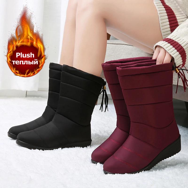 Winter Women Boots Ankle Boots Down Snow Boots Waterproof Tassel Winter Shoes Women Warm Fur Black Boots Female