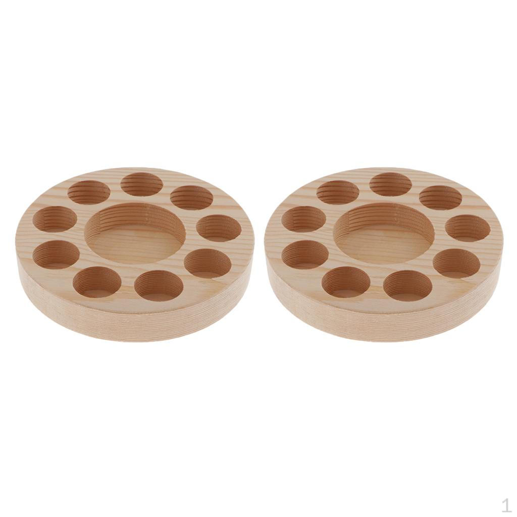 

Набор из 2 штук Одноярусная подставка-дисплей для хранения эфирных масел на 10 флаконов - Деревянный кейс-держатель-органайзер-лоток-