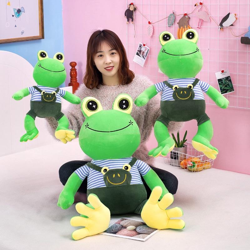 Cute Plush Frog Toy With Shoulder Strap For Kids' Sleeping Companion
