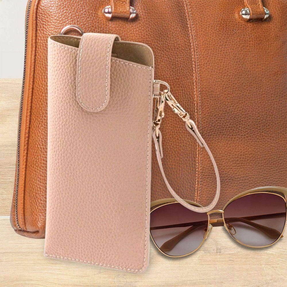 PU Leather Sunglasses Storage Bag Solid Color Hanging Sunglasses  Eyewear Accessories