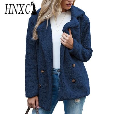 Women's Vintage Casual Solid Color Print Autumn Winter Long Sleeve POLO Neck Jackets & Coats