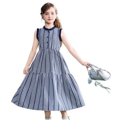 Robe Princesse à Carreaux Rétro Sans Manches pour Filles