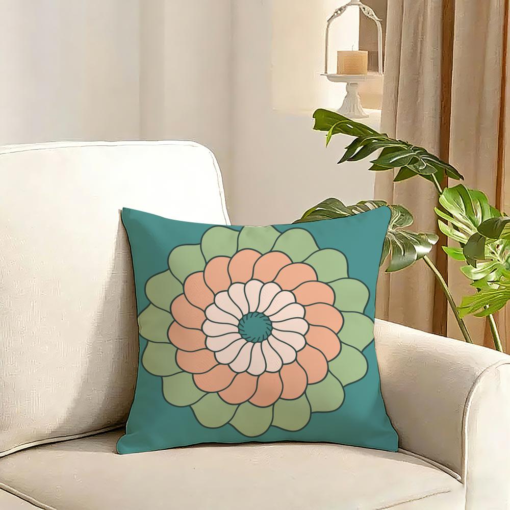 Bohemia Green Cushion Cover Reversible Plush Pillow Cover Soft Fluffy Home Decor for Sofa Bedroom