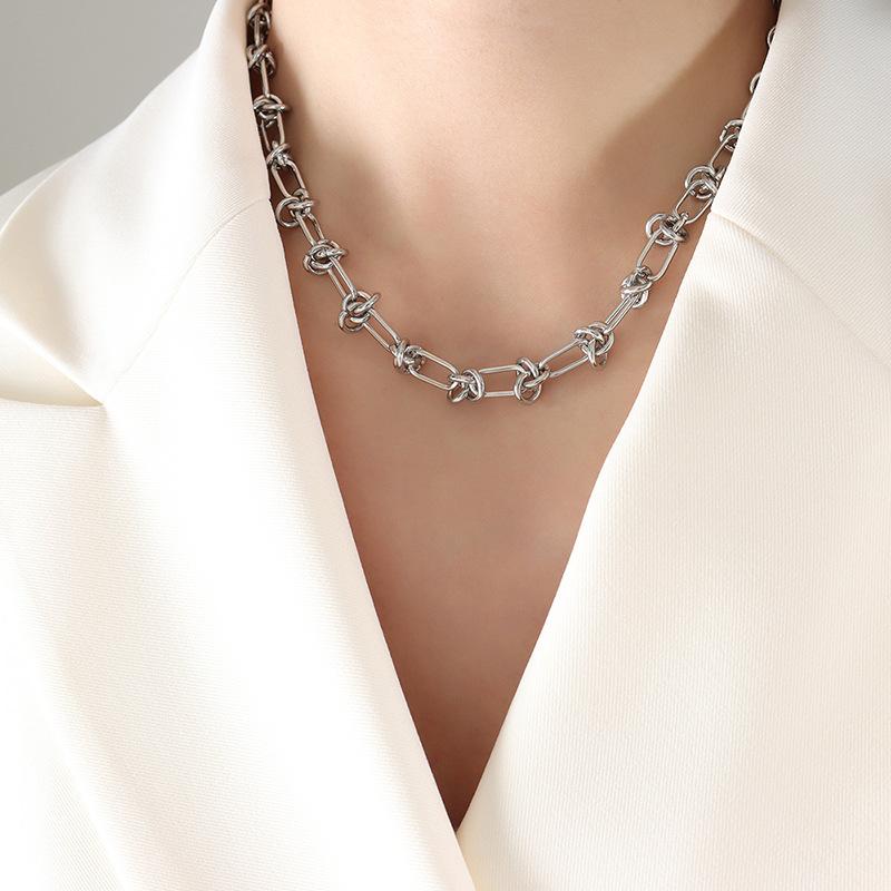 

Комплект украшений из титановой стали и ожерелья-браслета из цепочки с узелками в стиле хип-хоп ручной работы с холодным ветром