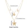 1 Piece Ocean Style Double Layer Stackable Necklace, Imitation Starfish, Shell and Faux Pearl Clavicle Chain